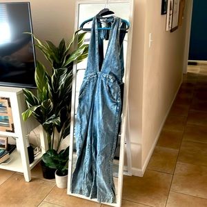 Free People denim jumper - convertible plunge neckline